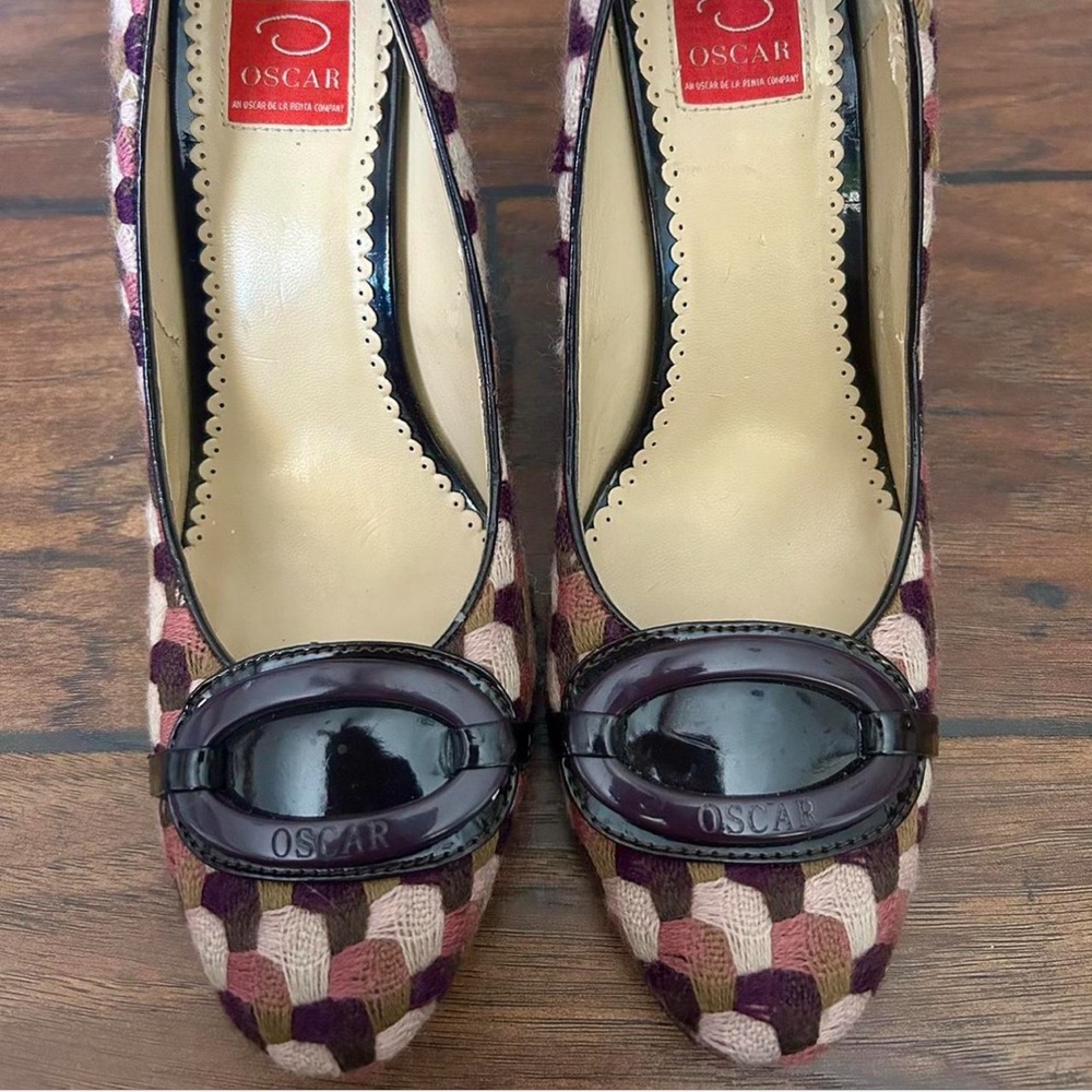 oscar de la renta bessie brown fabric heels